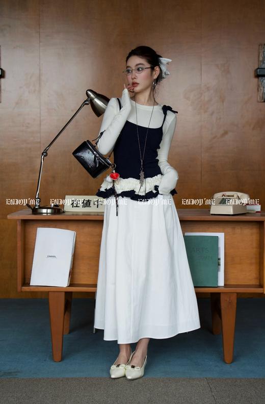 【门店同款】ENJOY春季盐貌似糖撞色花边假两件上衣 160945062 商品图4