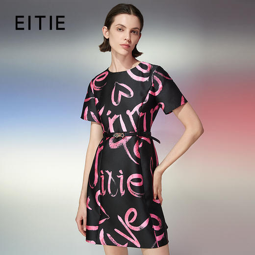 EITIE爱特爱夏季新款时尚气质显瘦印花连衣裙7707432 商品图0