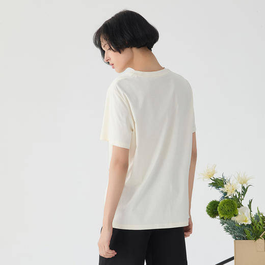 谜底T恤短袖女2025春季新品复古风印花拼接百搭宽松上衣251MT0147 商品图2