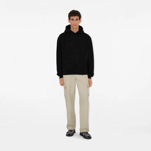 BURBERRY 巴宝莉 男士马术骑士棉混纺连帽卫衣 黑色 8098214 A1189 商品图1