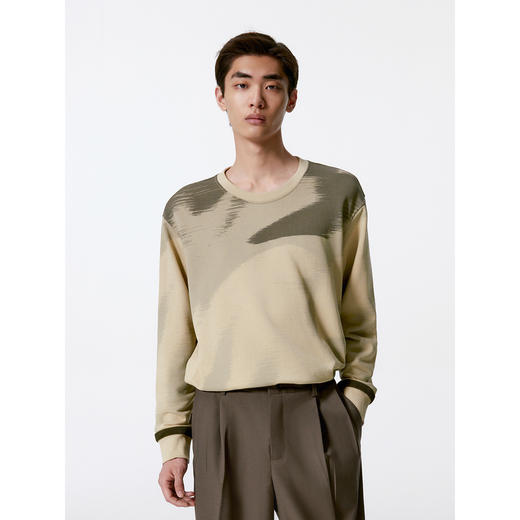 GXG男装 卡其色满身渐变休闲时尚圆领卫衣男士  秋季热卖G24X313002 商品图4