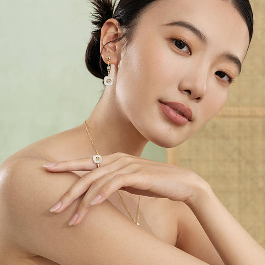 Fanci范琦×宫主福满平安扣戒指凝脂白925银和田白玉新中式小众感 商品图3