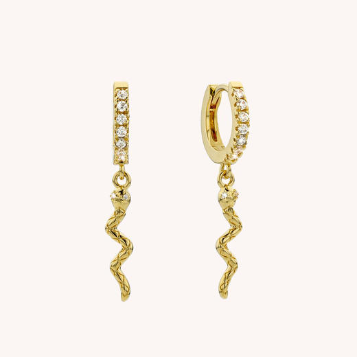 北京仓｜MYA-BAY-LITTLE SNAKE-蛇来运转 锆石 hoop 吊坠耳环（单只）［比利时设计师］ 商品图1