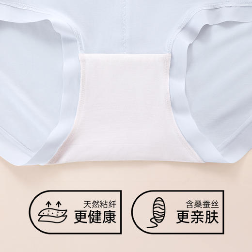【3条装】熳洁儿 女士内裤人棉中高腰蕾丝拼接甜美含桑蚕丝底档25262105 商品图5