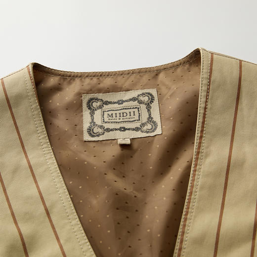 谜底条纹马夹女2025春季新品复古风拼接设计修身短马甲251MM0092 商品图3