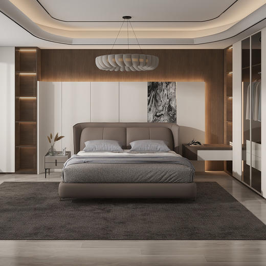 顾家家居整装 意式轻奢 皮艺软床 KZ.B1067PF3云帆 商品图2