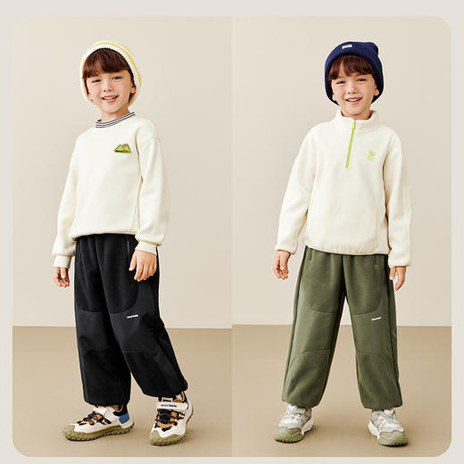 【加绒】迷你巴拉男童裤子加厚毛绒冬新品百搭保暖儿童长裤 商品图2