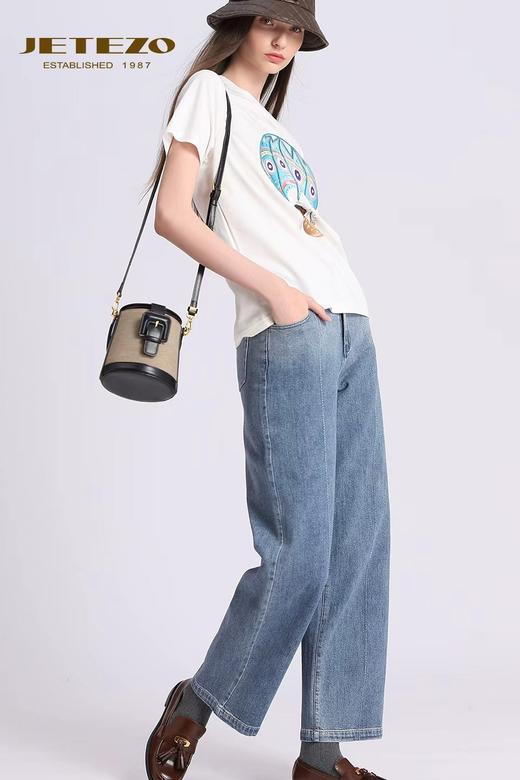 裘堤婼JETEZO休闲蓝色女士牛仔裤BD15762B1 商品图1