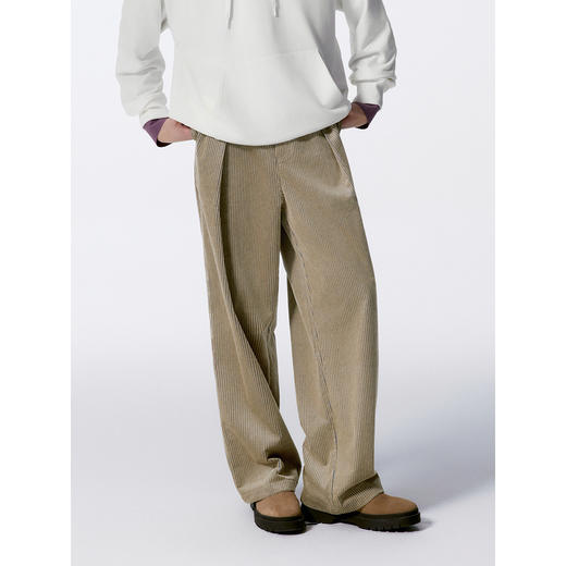 GXG男装 卡其灯芯绒休闲裤宽松运动裤 24年秋G24X023040 商品图4