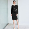 IWY/法式通勤西装套装女高级感珍珠圆领长袖外套黑色职业装正装半裙CS2072 商品缩略图0