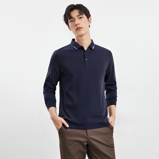 【福利款】罗蒙男士春秋经典双面领男式polo衫男长袖t恤男打底衫男士t恤 商品图1