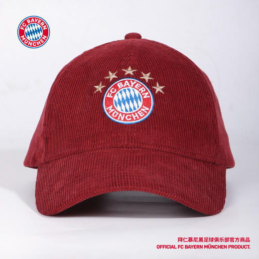 【官方正版】拜仁慕尼黑足球俱乐部 | 红色队徽棒球帽灯芯绒款 商品图1