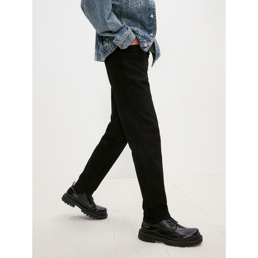 GXG男装 经典黑色弹力柔软牛仔裤修身男士长裤裤子 2024秋季热卖 商品图3