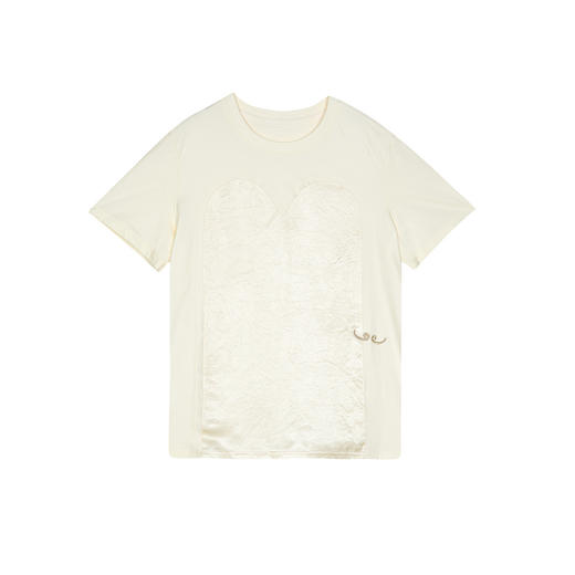 谜底T恤短袖女2025春季新品复古风印花拼接百搭宽松上衣251MT0147 商品图4