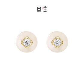 Fanci范琦×宫主圆满平安扣耳钉凝脂白925银和田白玉新中式小众感