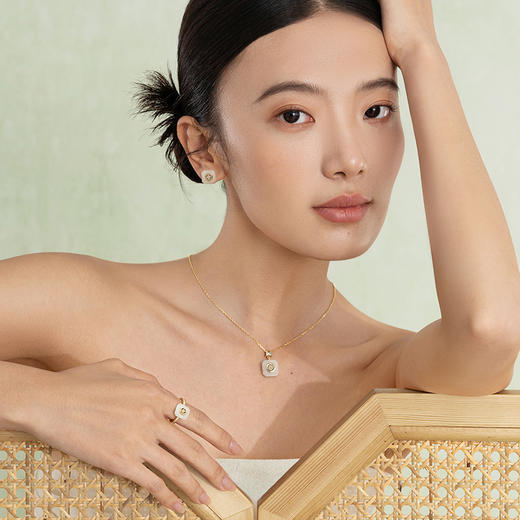 Fanci范琦×宫主福满平安扣项链凝脂白925银和田白玉新中式小众感 商品图3