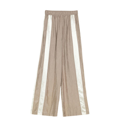 谜底休闲裤阔腿裤女2025春季新品休闲风松紧腰拼接长裤251GK0094 商品图4