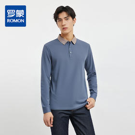 【撞色领】罗蒙春秋男士仿丝光polo衫男长袖t恤男商务男士polo衫长袖