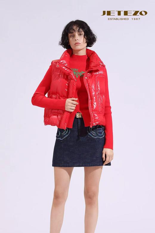 裘堤婼JETEZO红色前开设计款针织衫BE10202A1 商品图0