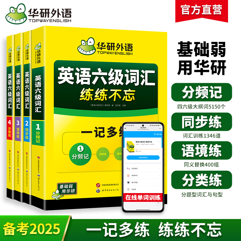 华研外语 六级词汇 练练不忘备考2025大学英语四六级词汇单词书高频核心词汇乱序版英语大纲词汇必备考纲词汇cet46级六级英语词汇真题资料