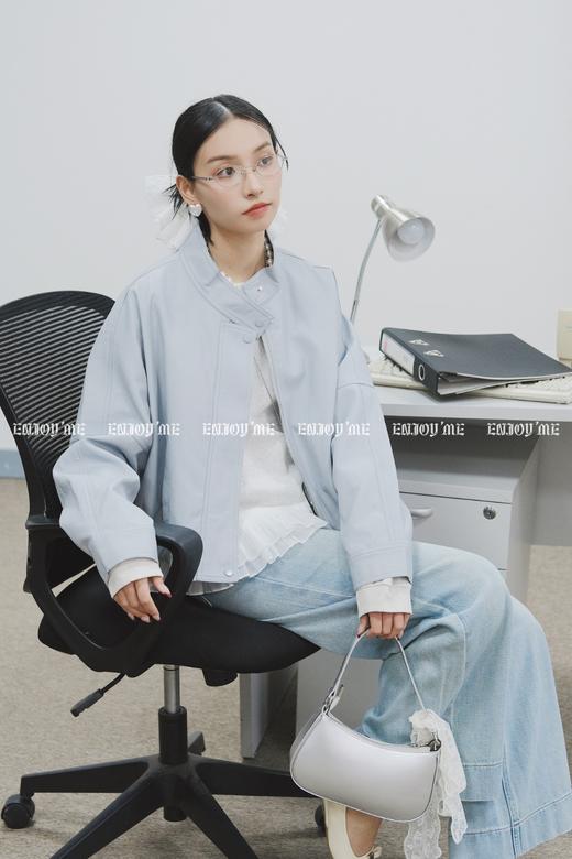 【门店同款】ENJOY春季盐貌似糖小立领夹克皮衣 160896168 商品图6