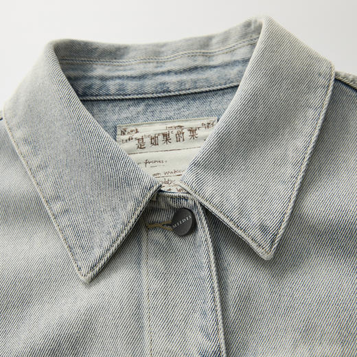 谜底牛仔短款外套女2025春季新品复古风浅色水洗棉夹克251MW0051 商品图3