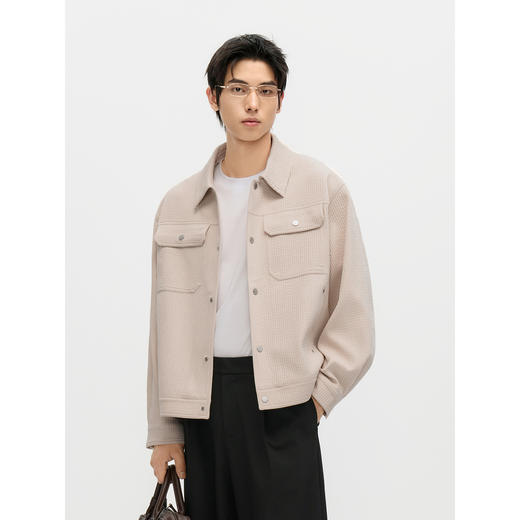 GXG男装 肌理面料休闲夹克外套男简约高级感夹克外套 24秋季热卖 商品图4