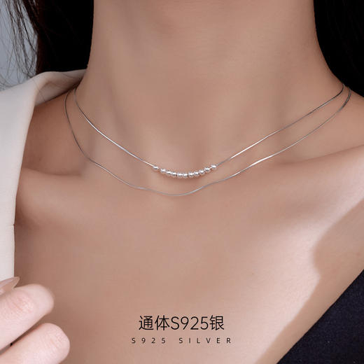 【时光同眠】S925银双层蛇骨链圆珠项链【BF-NS3036】 商品图1