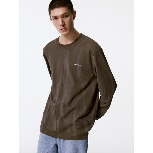 GXG男装 棕色潮流印花时尚圆领长袖T恤男 24年秋季热卖G24X343008 商品图2