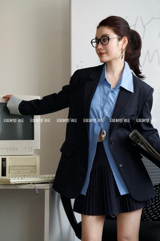 【门店同款】ENJOY春季盐貌似糖翻边撞色两粒扣西装 160946671 商品图12