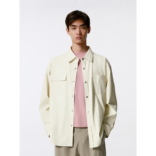 GXG男装 米白简约休闲翻领长袖衬衫男士  秋季热卖衬衫G24X033013 商品图4