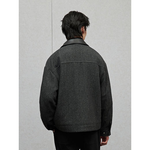 【夹棉】GXG男装 pu皮口袋小香风夹克男加厚通勤外套 24冬季热卖 商品图3