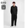 GXG男装 黑色泡泡纱肌理撞色格纹休闲宽松长袖衬衫男 24秋季热卖 商品缩略图1