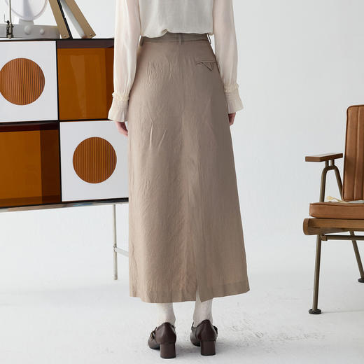 谜底半身裙2025春新品通勤风不规则设计前开叉中长半裙251GB0056 商品图2