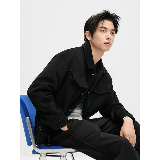 GXG男装  热卖GXG男士休闲简约含羊毛短款大衣男羊毛大衣 商品图3