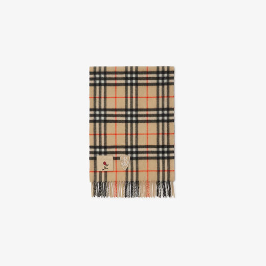 【二】BURBERRY 巴宝莉 女士徽章格纹羊绒围巾 格子 8102900 A2021 商品图1