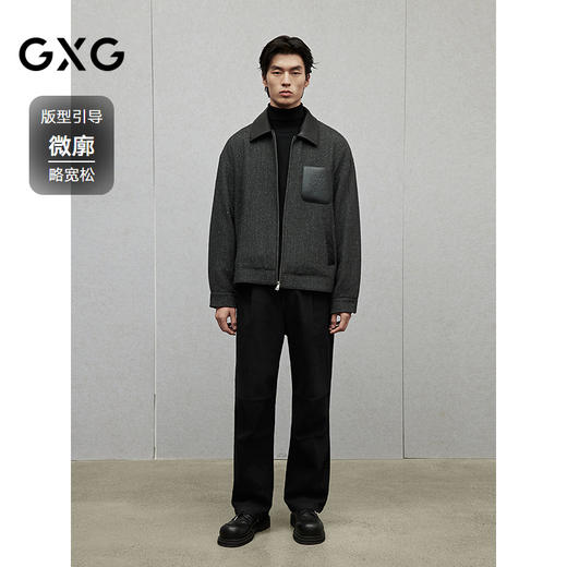 【夹棉】GXG男装 pu皮口袋小香风夹克男加厚通勤外套 24冬季热卖 商品图1