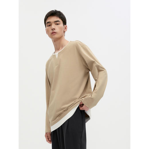 GXG男装 多色假两件简约基础圆领长袖T恤男内搭  秋季热卖 商品图2