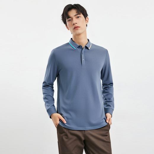 【提花领】罗蒙男士春秋仿丝光polo衫男长袖t恤男商务男士polo衫长袖T恤男 商品图1