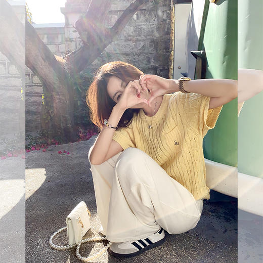 <曾小咸推荐> 3色短袖针织衫T恤 商品图3