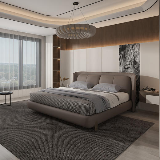 顾家家居整装 意式轻奢 皮艺软床 KZ.B1067PF3云帆 商品图3