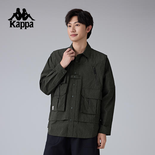 Kappa卡帕背靠背运动衬衫男新款可拆卸三穿长袖T恤休闲马甲上衣潮KPCIASC71 商品图0