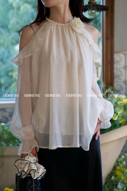 【门店同款】ENJOY春季“绮梦繁花”珍珠挂脖上衣 160705683 商品图4