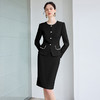 IWY/法式通勤西装套装女高级感珍珠圆领长袖外套黑色职业装正装半裙CS2072 商品缩略图1