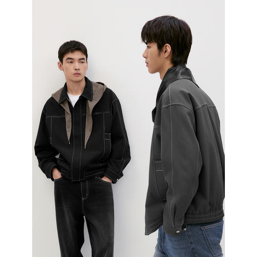 GXG男装 【中空纱】简约明线设计翻领夹克男休闲外套   秋季热卖 商品图3
