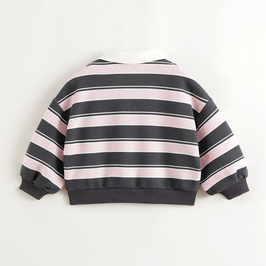 马克珍妮女童美式休闲条纹polo领卫衣2025年春装新款250151 商品图1