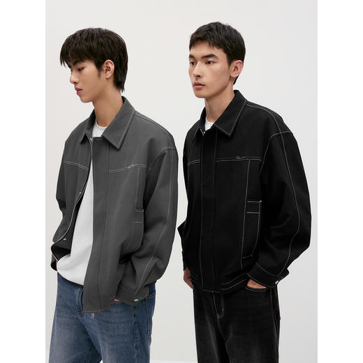 GXG男装 【中空纱】简约明线设计翻领夹克男休闲外套   秋季热卖 商品图2