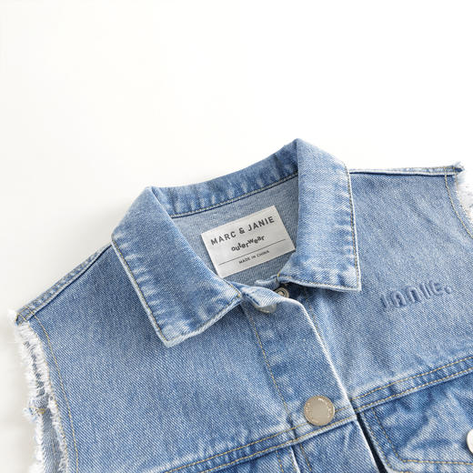 马克珍妮女童时尚百搭纯棉牛仔马甲2025年春装新款250130 商品图3