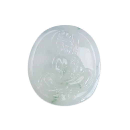 【天然正品】天然冰种飘花观音圆牌翡翠（平安、吉祥）吊坠项链现售价：4880！ 120125NJS07 商品图0