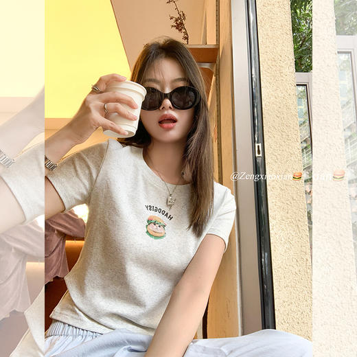 <曾小咸推荐> 猫咪汉堡印花T恤 商品图2